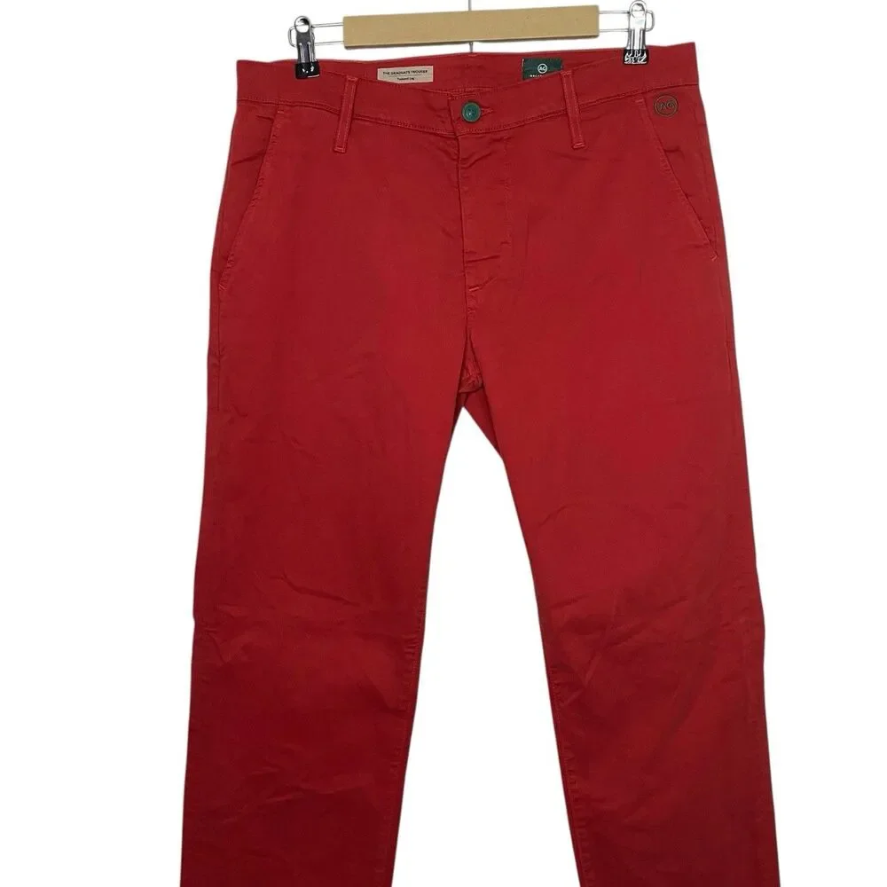 AG Jeans Adriano Goldschmied Pants Mens 32 Red Golf Trouser Graduate Preppy NEW